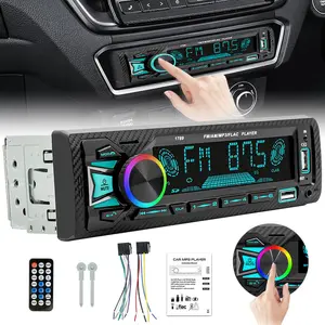 Marine Radio Single Din Car Stereo – Bluetooth Car Audio Receiver with Digital LCD Display, Hands-Free Calling, FM Radio, MP3 Player, Quick Charge USB/SD/AUX, Built-In Mic & Remote Control