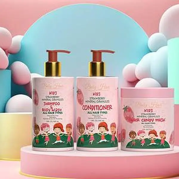 Baby Hair Kids Vegan Strawberry Shampoo Conditioner & Hair Candy Mask Tear-Free Daily Haircare Natural Ingredients Safe for Kids All Hair Types Mineral Granules Organic Gentle, Daily Use