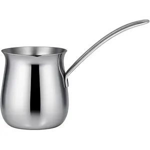 20 oz Stainless Steel Turkish Coffee Pot Milk Butter Chocolate Warmer, Cezve Ibrik Briki Stovetop Coffee Maker & Sauce Pan, Greek Arabic Coffee Maker, 18/8 Steel with Non-Drip Spout