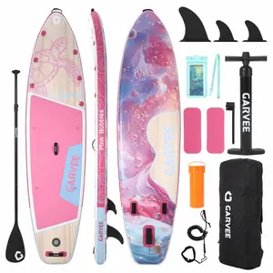 Inflatable Paddle Board Stand Up Paddle Board with Premium SUP Accessories, 450LB High Weight Capacity Wide for Beginners, Large Paddle with Camera Mount, Turtle Pink