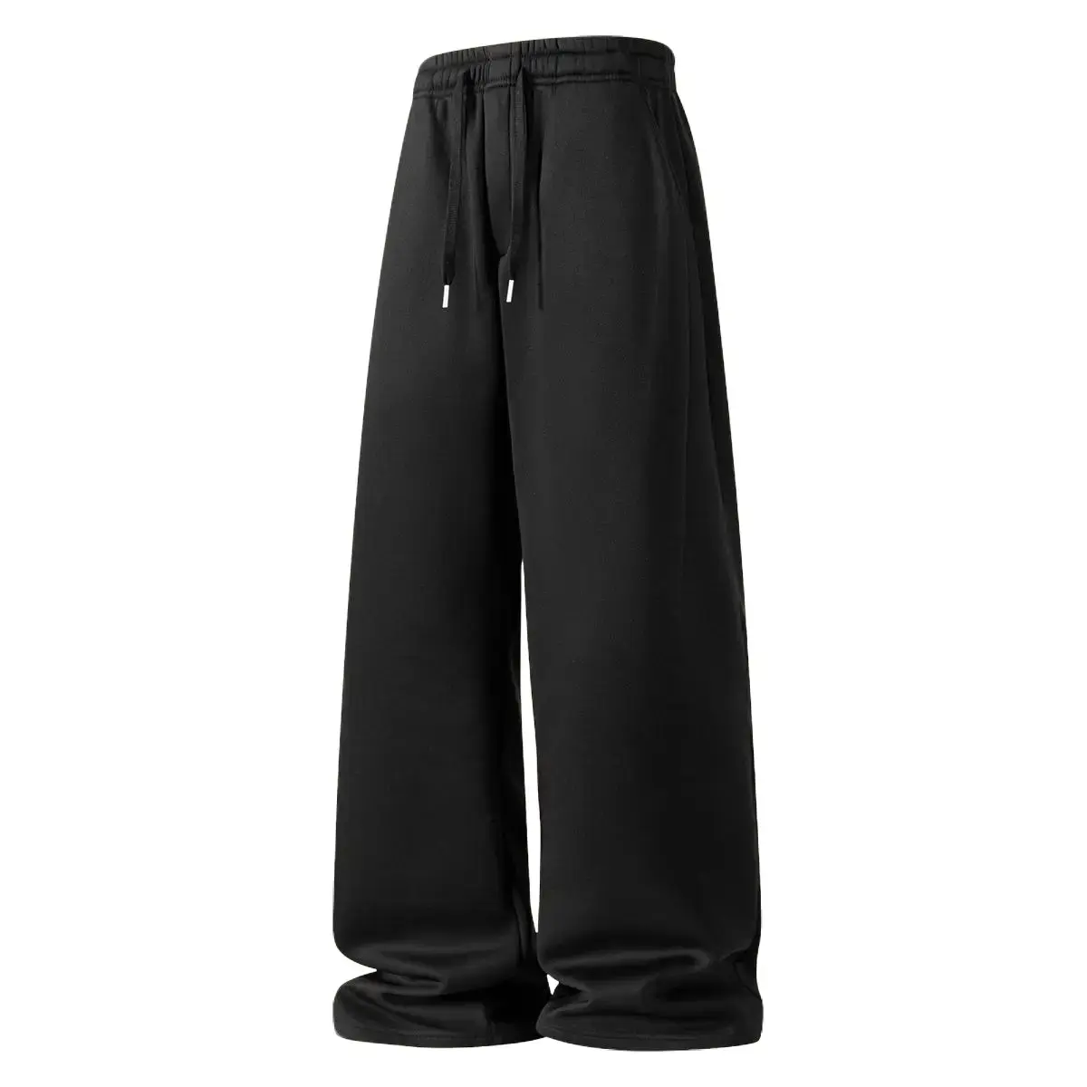 Men'S Casual Sports Trousers, Loose Fit - Polyester Fiber, Drawstring Design, Jogging Sports Trousers, Streetwear And Outdoor Activities, Autumn And Winter Fleece Warm Pants