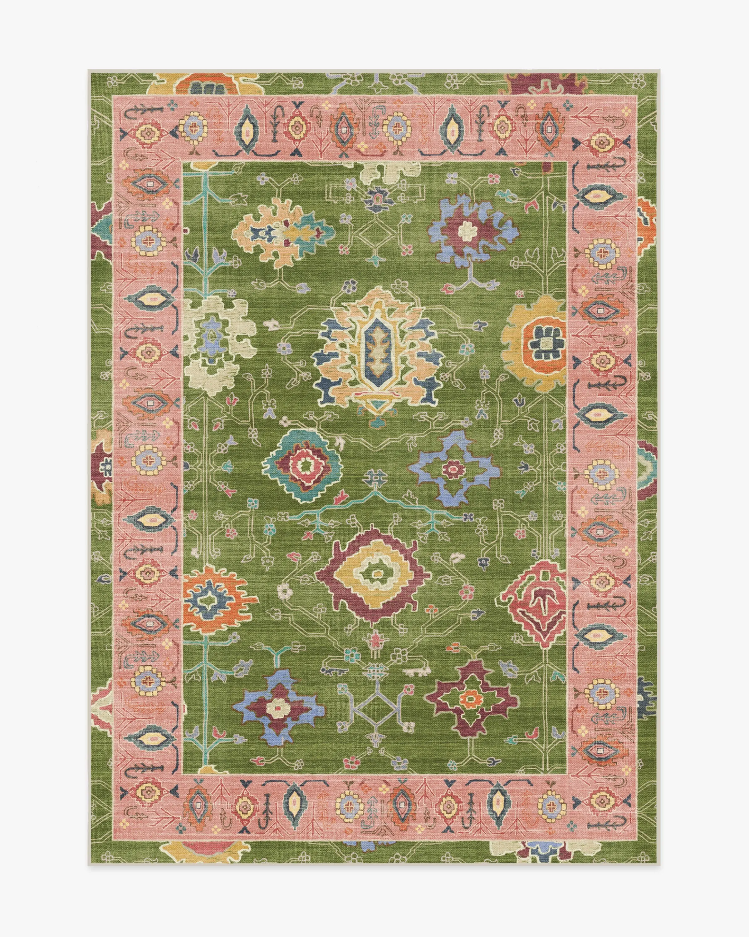 Mehr Green & Soft Pink Outdoor Rug