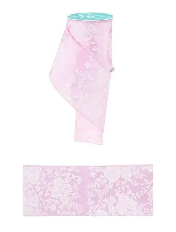 4" x 10yd Multi Roses Ribbon – Pink Silver