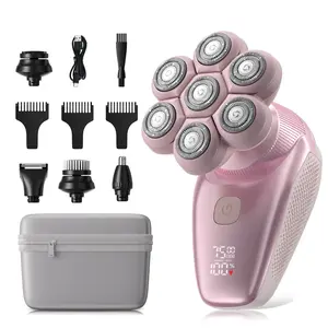Flowind 5-in-1 Electric Razor for Women with Storage Bag, Painless Bikini Trimmer & Body Shaver, IPX7 Waterproof Wet/Dry Use, 120-Min Type-C Rechargeable, Smooth Shaver, Ideal Gift Pink