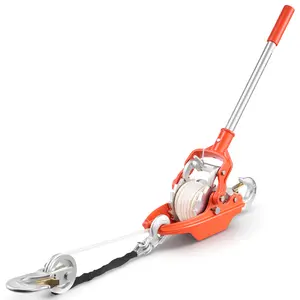 【Spotlight Day】VEVOR Rope Puller, 6614 lbs Pulling Capacity, Heavy Duty Ratchet Power Puller Tool with 35 ft of 0.3 in Diameter Rope & 2 Hooks, Come Along Winch for Tree Felling, Moving Boats, Road Recovery