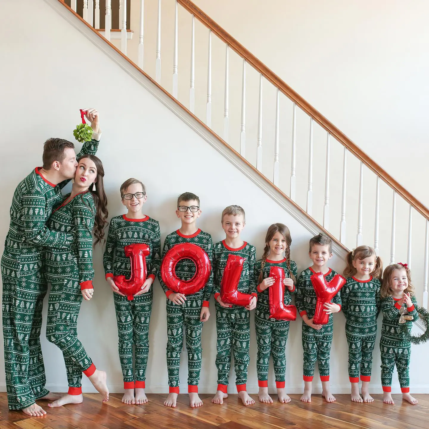 LikeMyChoice Green Christmas Tree Patterned Family Matching Pajamas Sets