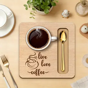 Father'S Day Tray Set, Coasters, Wooden Trays, Father'S Day Greetings, Coffee Trays, Coffee And Pastry Boards, Gifts for Mom, Dad, And Grandpa, Tea Culture