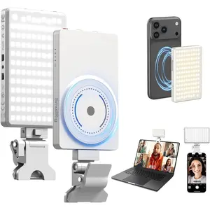 M3  Selfie Phone Light with Clip, 120 LEDs 2000mAh Rechargeable, 2700K-6500K, Portable Content Creators Fill Light for Video Recording, for /Laptop/Camera/Webcam (White) - 5640