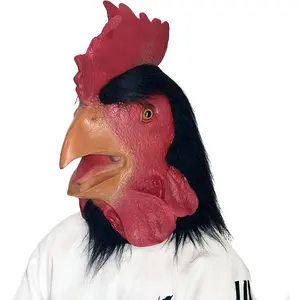 Rooster Animal Head Mask For Halloweem Costume Cosplay, Latex Funny Mask for Kids and Adult