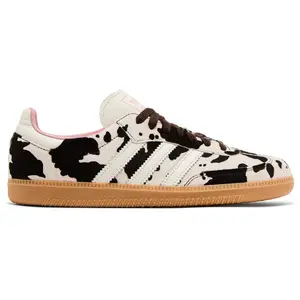 Adidas Samba OG Cow Print Women's Casual Sneakers Trendy Walking Shoes White Brown Pink Colorblock Patchwork Design JR1256 100% Authentic, Trainer, Footwear