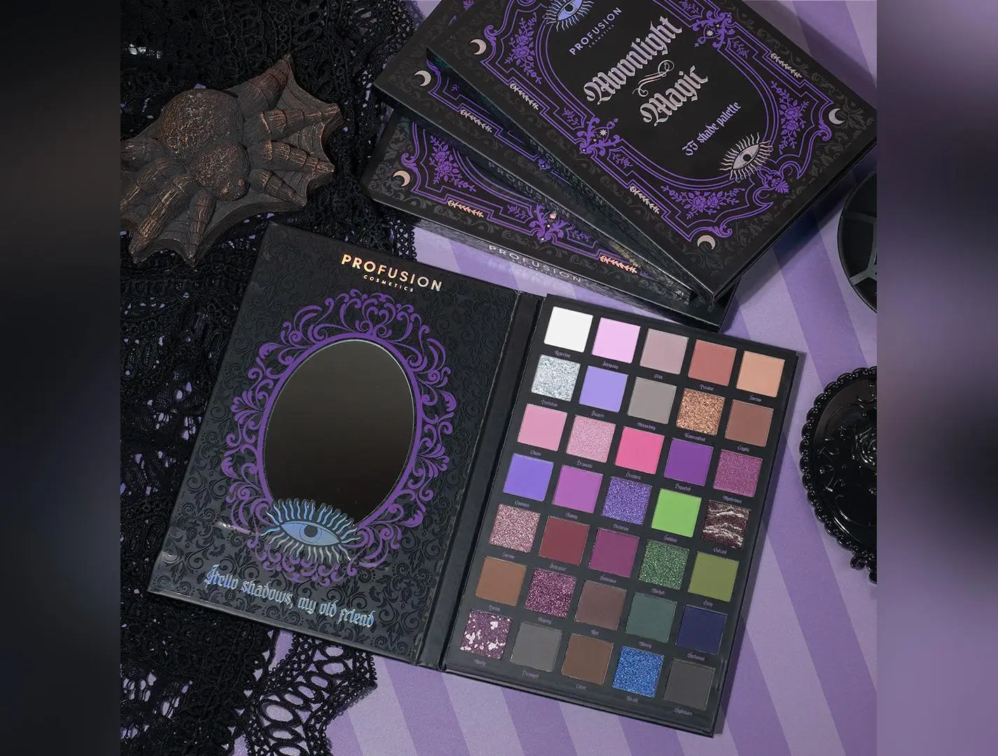 Profusion Cosmetics Moonlight Magic-35 Shade Palette for Radiant Eyeshadow Eyeshadow Makeup Blend Lid