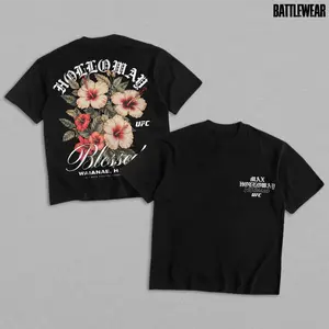 Max Holloway Blessed Hawaii Hibiscus UFC Heavy Cotton Shirt BMF Tshirt UFC Sweater Fan Apparel Menswear