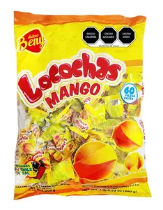 BENY LOCOCHAS Mango Flavored Hard Candy with Spicy Chili Center 1LB 60 Pieces Mexican Treats