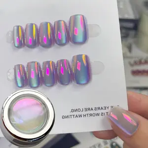 Aurora Color Changing Nail Powder, Neon DIY Nail Art Decor, Optical Illusion Nail Powder, 0.3g Piece, Manicure Supplies