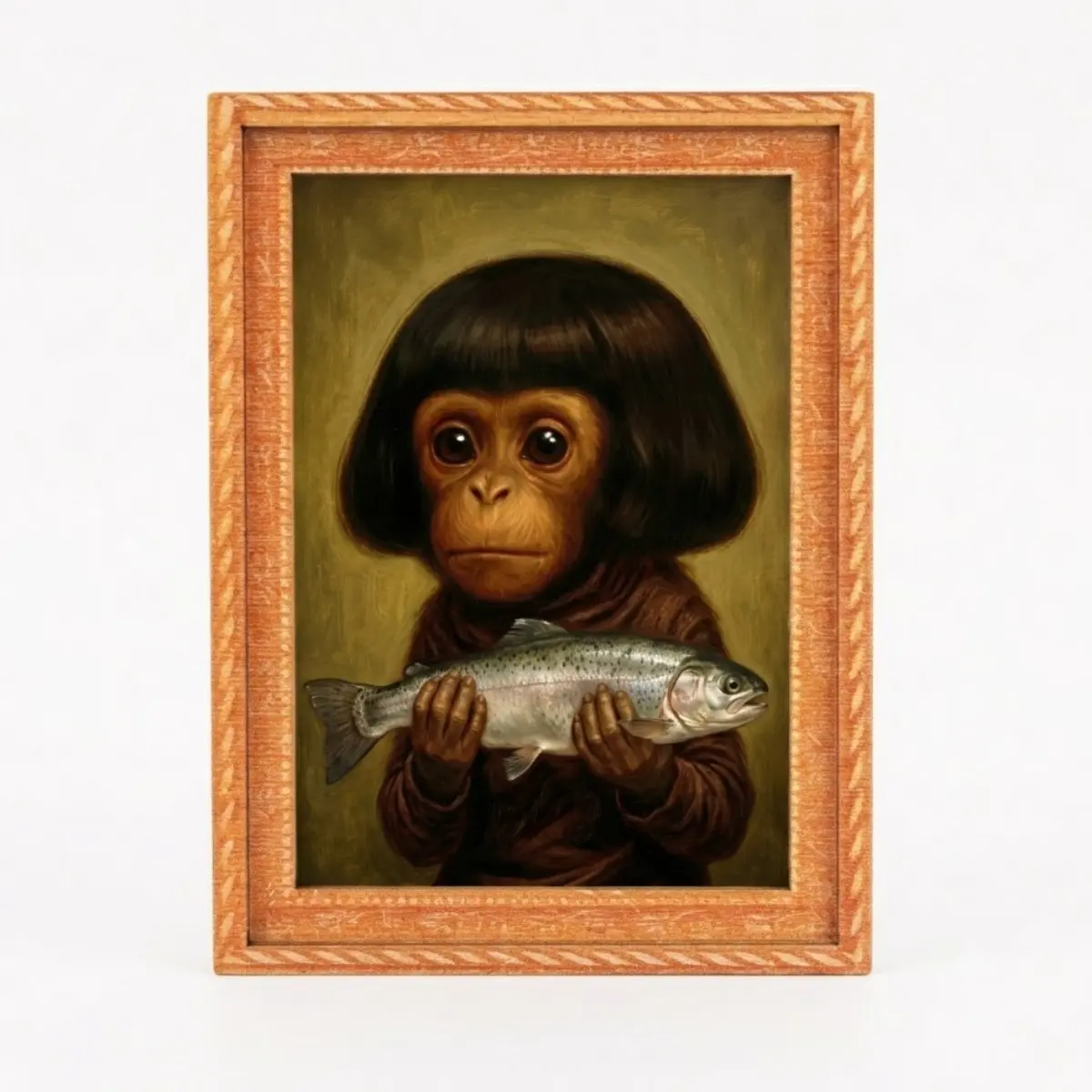 Funny Monkey Bob Haircut Fridge Magnet - Mini Framed Art with Full Magnetic Backing, Monkey Magnet Bad Hairday - Home Decor for Kitchen Refrigerator, Office Whiteboard - Quirky Gag Gift for Friends