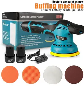 Cordless Car Buffer Polisher with 12V Lithium Rechargeable Battery 2 Batteries 8 Variable Speeds for Car Detailing Polishing Tools Accessories for Men