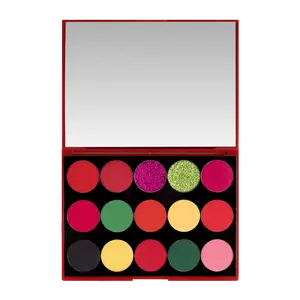 KimChi Chic Cherry Chic Compact Eyeshadow Palette - Vibrant Red, Green, and Yellow Makeup Pigment with Nourishing Vitamin E