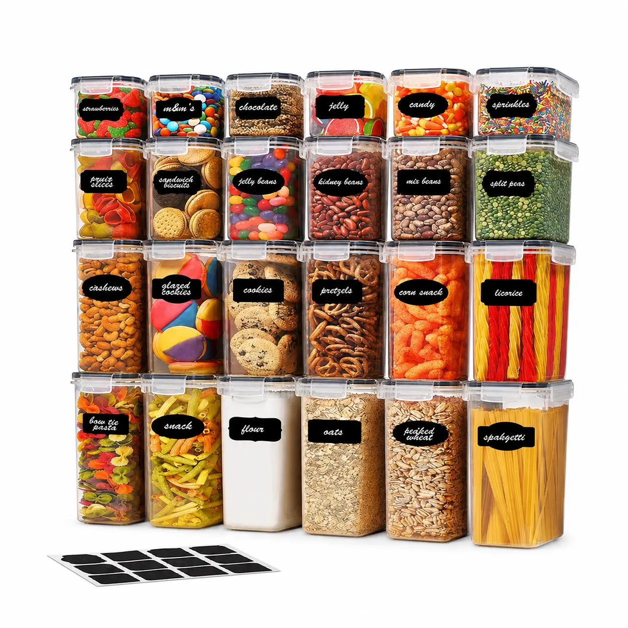 AISOON 32-Piece Airtight Food Storage Container Set (16 Pack) - BPA-Free Reusable Stackable Canisters with Leak Proof Lids, Meal Prep Kitchen Accessories, Storage Organization Solution with Cereal/Flour Labels