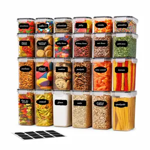 AISOON 32-Piece Airtight Food Storage Container Set (16 Pack) - BPA-Free Reusable Stackable Canisters with Leak Proof Lids, Meal Prep Kitchen Accessories, Storage Organization Solution with Cereal/Flour Labels