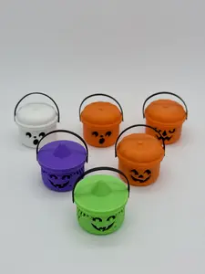 3D Printed Halloween Candy Buckets with Secure Snap-On Lids, Vintage-Inspired Collectible Decor