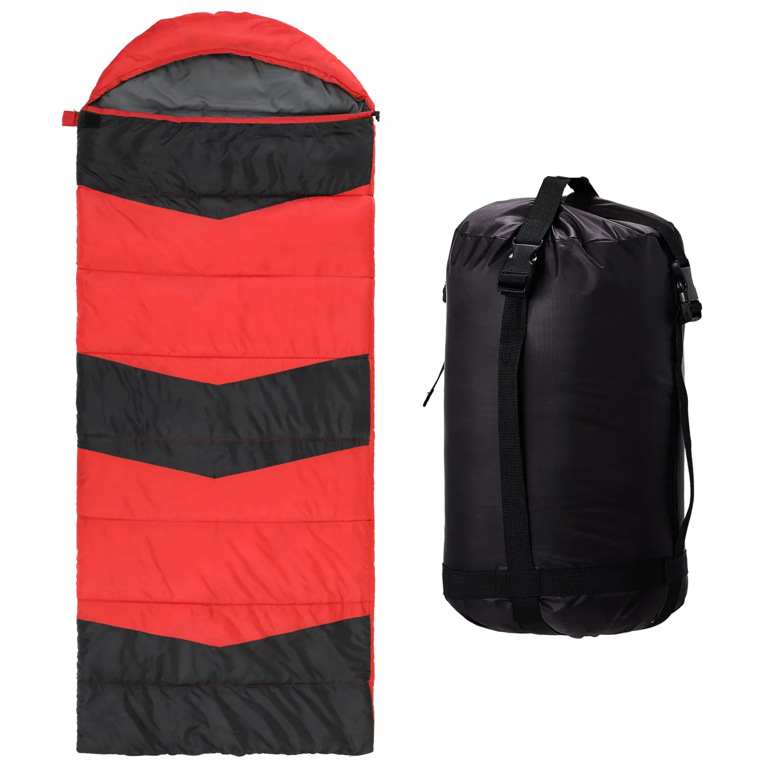 Unisex Rectangular Warm Heated Sleeping Bag - Multi USB-Powered Heating System, Ultra Light Portable Waterproof Compact Envelope Design with Adjustable Hood for Outdoor Camping, Backpacking (Red), Portable Sleeping Bags, Ultra Light Sleeping Bags