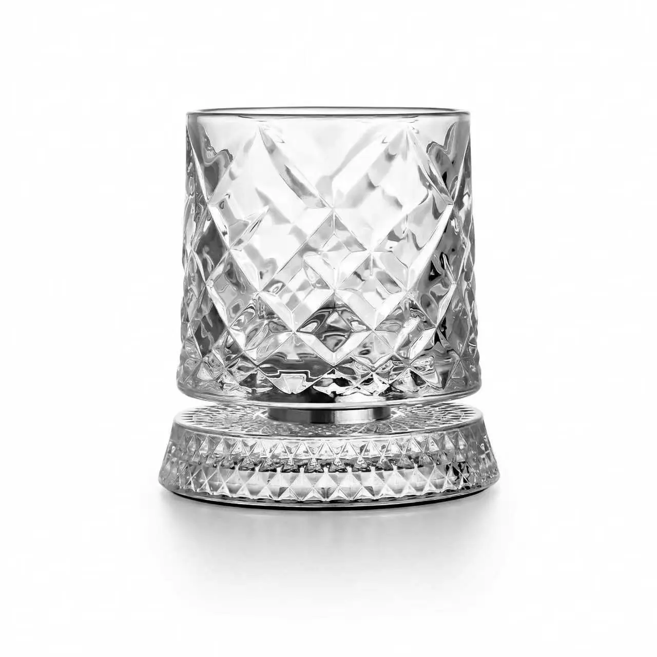 360° Rotating Premium Crystal Whiskey Glass - Heavy Base Old Fashioned Tumbler for Bourbon, Scotch, Drink, Unique Gifts for Man, Home Bar Stress Relief