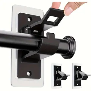 Adhesive Curtain Rod Holders, No Drilling Brackets, Renter Friendly, Fits 0.5'' to 1.2'' Rods, Hooks for Apartment Bathroom Dorm Kitchen