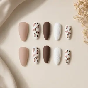 Café au Lait Press-on Nails, Beauty & Personal Care Nail Art Decoration Accessories