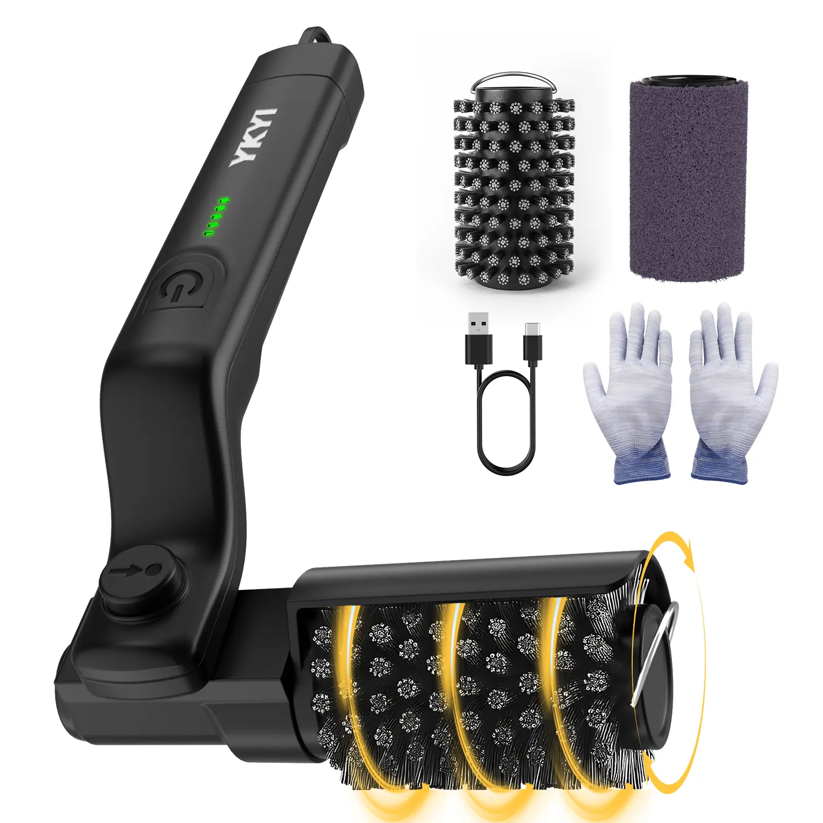 【Father's Day Gift】YKYI Electric Grill Brush, 2026 New Cordless BBQ Cleaner with 2 Heads, 3-Speed & Adjustable Angle, 150Mins Runtime Rotary Grill Cleaning Brush for Outdoor Barbecue Grates