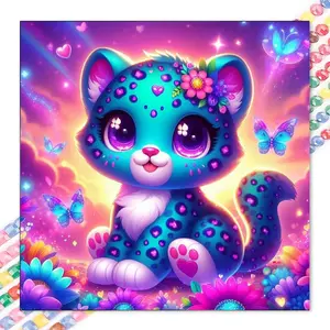 1 DIY handmade diamond painting kit, 5D diamond art set, DIY decoration, colorful leopard, butterfly, flower diamond painting set with full round diamonds, mosaic, diamond art, DIY art home decor, suitable for Christmas.