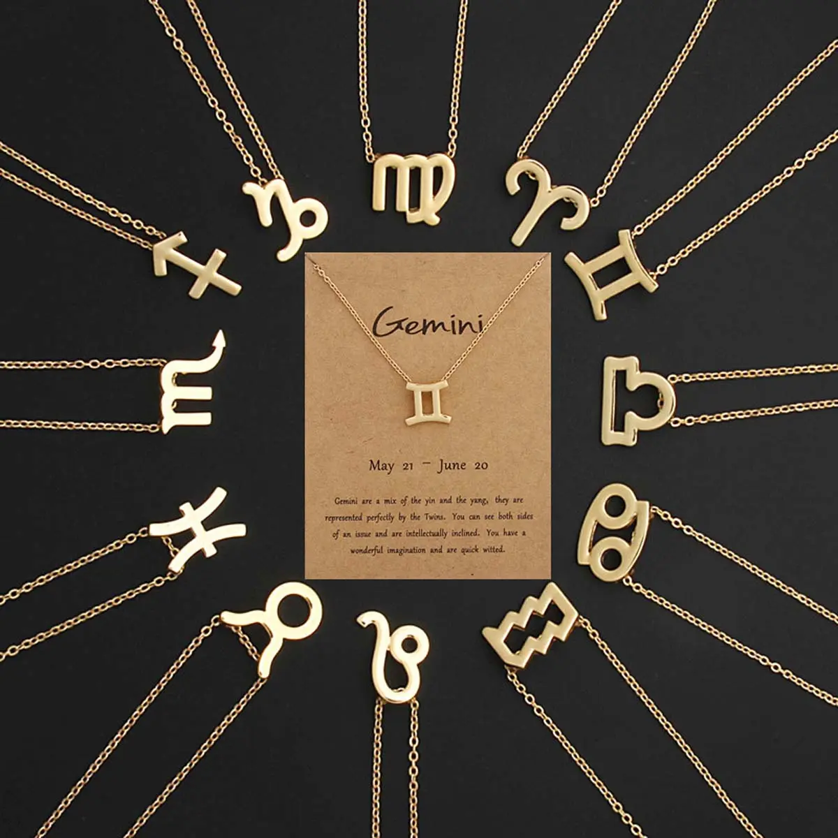 Women's Minimalist Metal-Coated Clavicle Chain Zodiac Necklace - Artificial Gemstone Constellation Design, Chain Zodiac Pendants, Fashion Pendant Necklace, Astrology Jewelry, Gift Card Included, Everyday Use