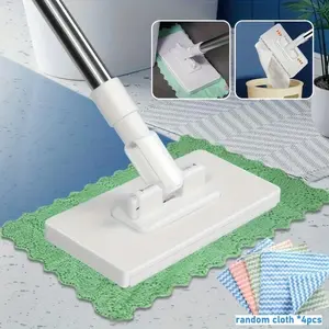 Automatic Flat Mop System, Hands-Free One-Button Cloth Change, Abs Robot Mopping System, Space-Saving Design, Compatible with Standard Cloths