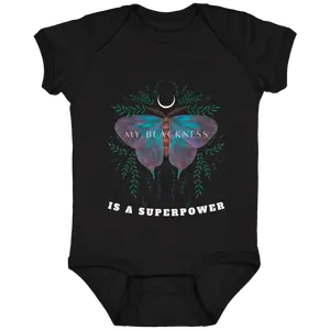 My Blackness Is A Superpower Infant Onesie – Baby Black Pride Outfit with Butterfly