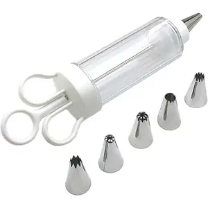 Dessert Decorating Syringe Set with 6 Icing Nozzles for Pushes Icing to Decorate Baked, Cake Decorating Gun for Frosting Cream to Make Cupcakes kitchenware - Tools & Hardware.