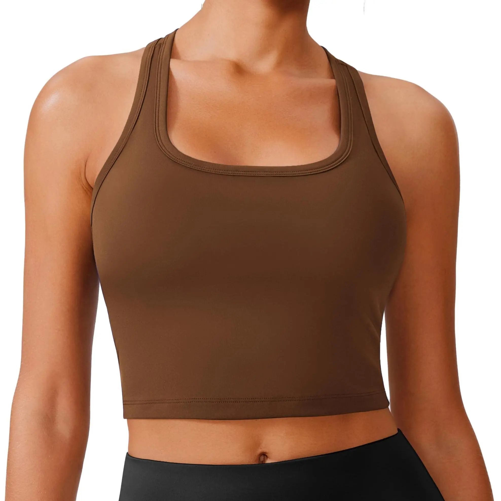 PINSPARK Sports Bra Longline Racerback Tank Tops for Women Padded Workout Yoga Top OutdoorFun tiktokshopbacktoschool