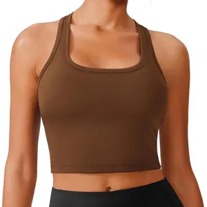 PINSPARK Sports Bra Longline Racerback Tank Tops for Women Padded Workout Yoga Top OutdoorFun