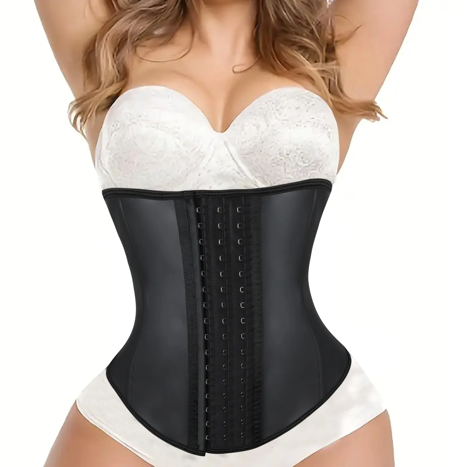 Women's Long Torso Latex Waist Trainer with 3 Hooks, High Compression Tummy Control Corset with 9 Steel Bones for Wedding & Activewear