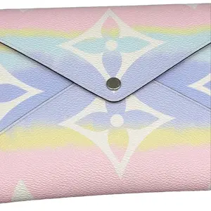 Pre-owned Louis Vuitton Coated Canvas Clutches & Wristlets Limited Edition Monogram Escale Large Kirigami Pochette Pastel Envelope Clutch for Special Occasions & Everyday Use