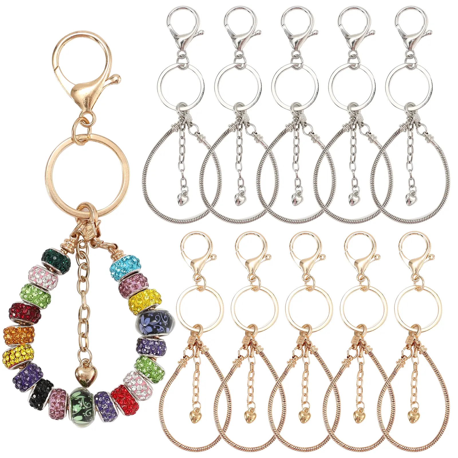 20 pieces - Women's fashionable beaded keychains and snake-shaped keychains, suitable for making bag accessories, DIY keychain components, gifts for women, Valentine's Day, graduation season, birthday gifts, etc.