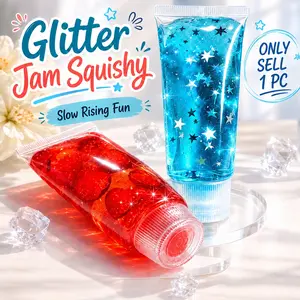 Toothpaste Squishy Toy, Glitter Jam Bottle Squishy Toy, Toothpaste Squishies Fidget Toys, Stress Relief Sensory Toy, Stress & Anxiety Relief Fidget, Gift for Party Favors, Cute Slow Rising Squeeze for Adults Office Home Desk
