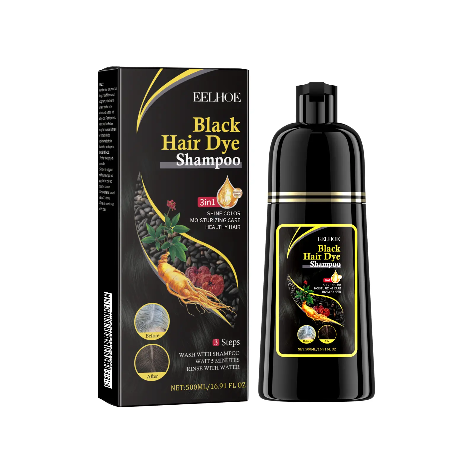 EELHOE Polygonum Multiflorum Essence Shampoo, Nourishing Black Hair Cleanser with Repairing and Softening Benefits