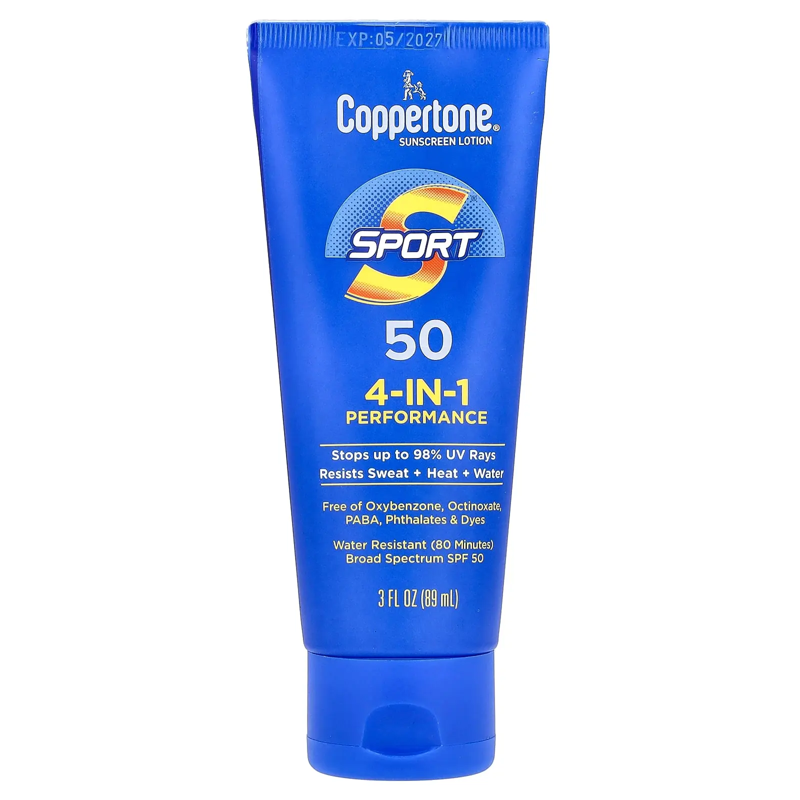 Coppertone Sport, Sunscreen Lotion, 4-In-1 Performance, SPF 50, 3 fl oz (89 ml) | HSA/FSA Eligible