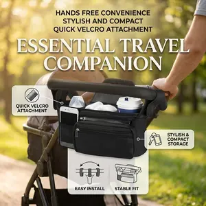 Universal Baby Stroller Diaper Storage Bag with Insulated Bottle Pouch, Travel Backpack for Mom, Convenient Hanging Bag for Outing, Stroller Organizer Bag