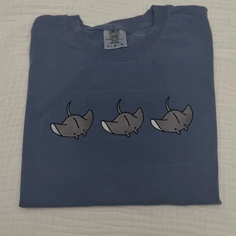 Cute manta rays embroidered summer spring comfort colors shirt/  comfort colors tee/ manta ray embroidered shirt