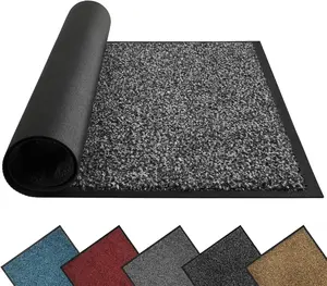 Dirt Trapper Door Mat for Indoor&Outdoor, 17" x 29.5", Black&Gray, Washable Barrier Door Mat, Heavy Duty Non-Slip Entrance Rug Shoes Scraper, Super Absorbent Front Door Mat Carpet
