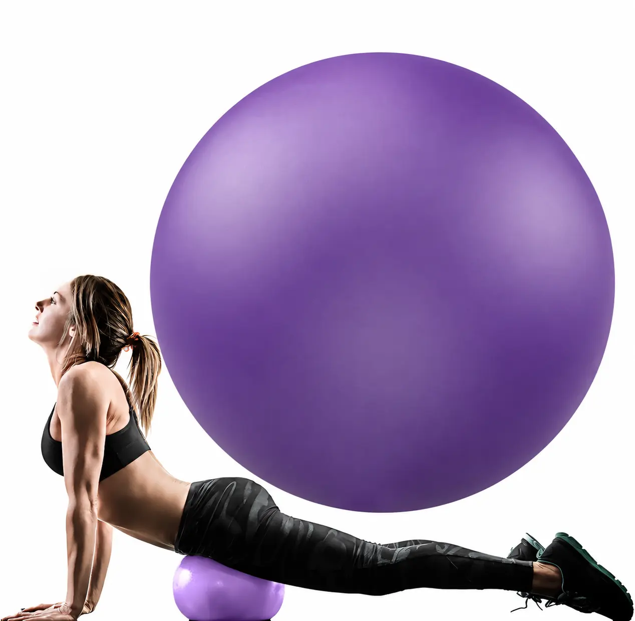 9 Inch Soft Pilates Ball, Mini Exercise Yoga Ball with Inflation Tube, Small PVC Workout Ball for Core, Balance, Barre & Home Fitness Exercises