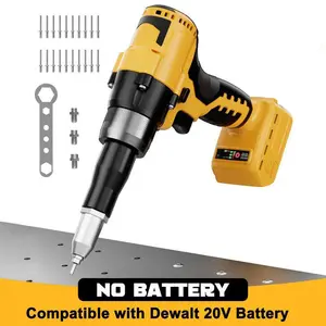 Cordless Electric Pop Rivet Gun Compatible with Dewalt 20V Battery (NO Battery!!), 3 Size (1/8", 5/32", 3/16") Aluminum Rivets, with Kit Nose Piece Hardware Tools
