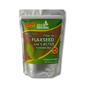 Forte Lo Mas Natural Fiber Flaxseed & Cactus Powder Mix 8 oz 227g Adaptogenic Mushrooms Omega 3-6-9 Oils for Adult Health Support