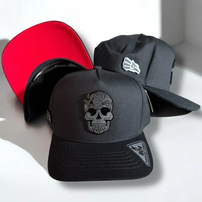 Elegant Customizable Mexico-Style Skull Snapback Baseball Cap - Black Plate Design, Adjustable Size, Fashion Accessory, Baseball Cap Adjustable, Snapback Hats, Classic Style