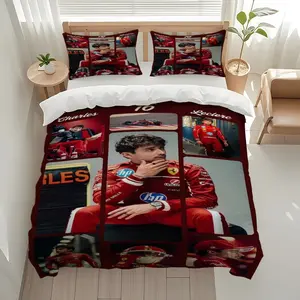 3pcs Charles Leclerc Theme pattern printing, exquisite patterned three-piece bedding set, quilt cover and pillowcase, soft and comfortable, perfect for home bedroom room, suitable for all seasons, and home, 1 Duvet Cover + 2 Pillowcases (No Insert)